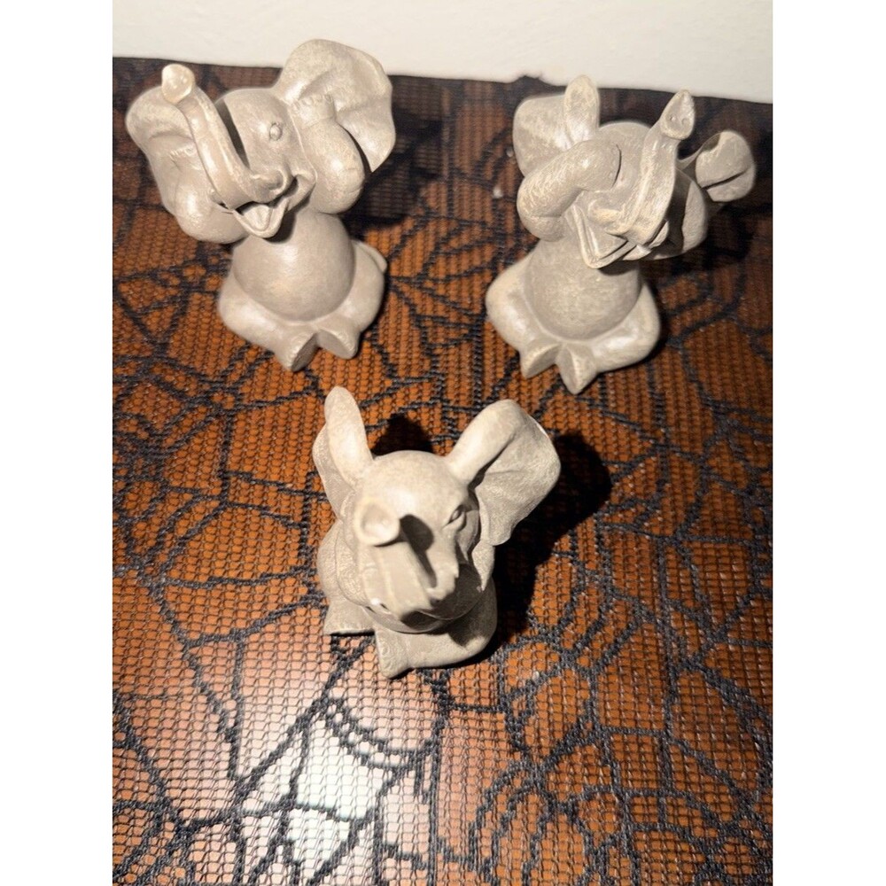 Mini Elephant Figurines Set Of 3 No Evil Natures Mark 3"H x 2.5"W - Picture 1 of 3